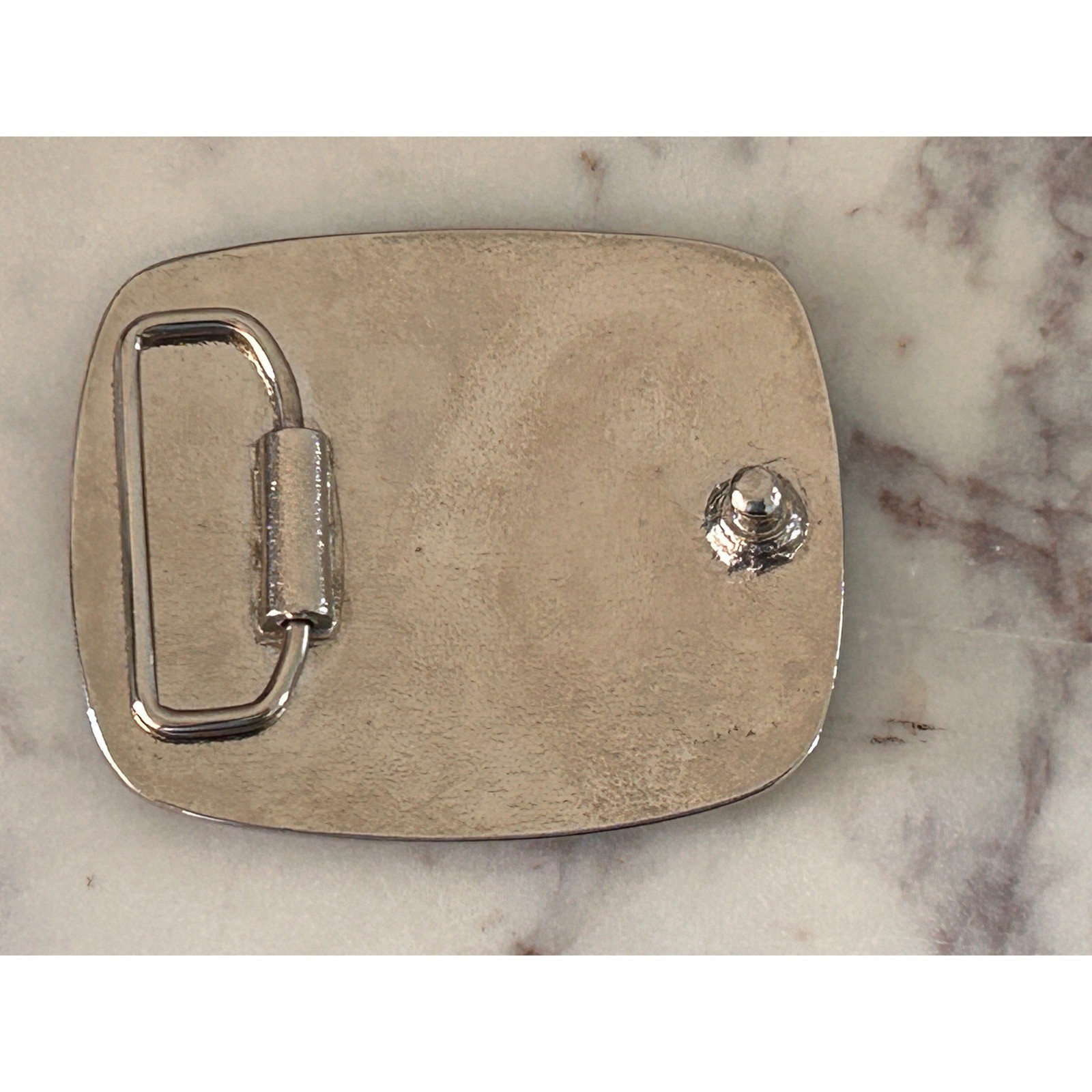 Vintage Matador Bull Logo Grid Silver Tone Western Belt Buckle Rectangular