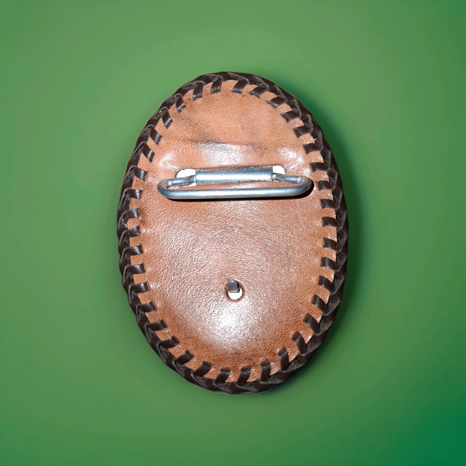 Handmade Leather Tooled Native Steer Head Belt Buckle 4&Prime; X 3&Prime;