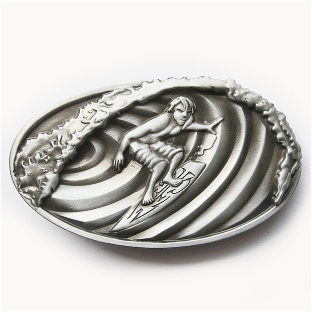 Vintage Style 3D Surfing Play Boy Oval Belt Buckle Gurtelschnalle