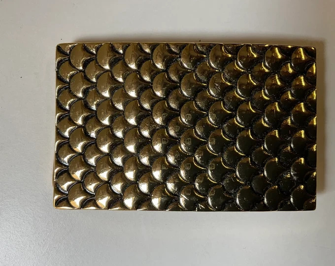 Rectangular Fish Scale Style Metal Antique Brass Belt Buckle