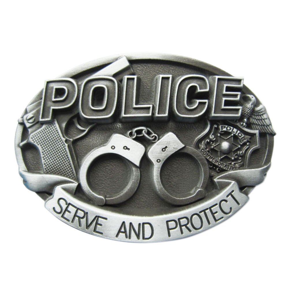 Antique Silver Hero Law Enforcement Belt Buckle