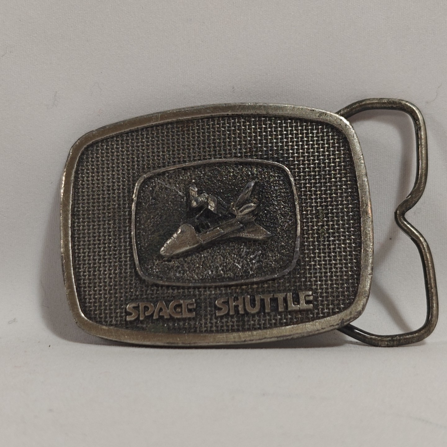 The Space Shuttle Belt Buckle Vintage 1981 Silvertone The Buckle Connection 3×2&Prime;