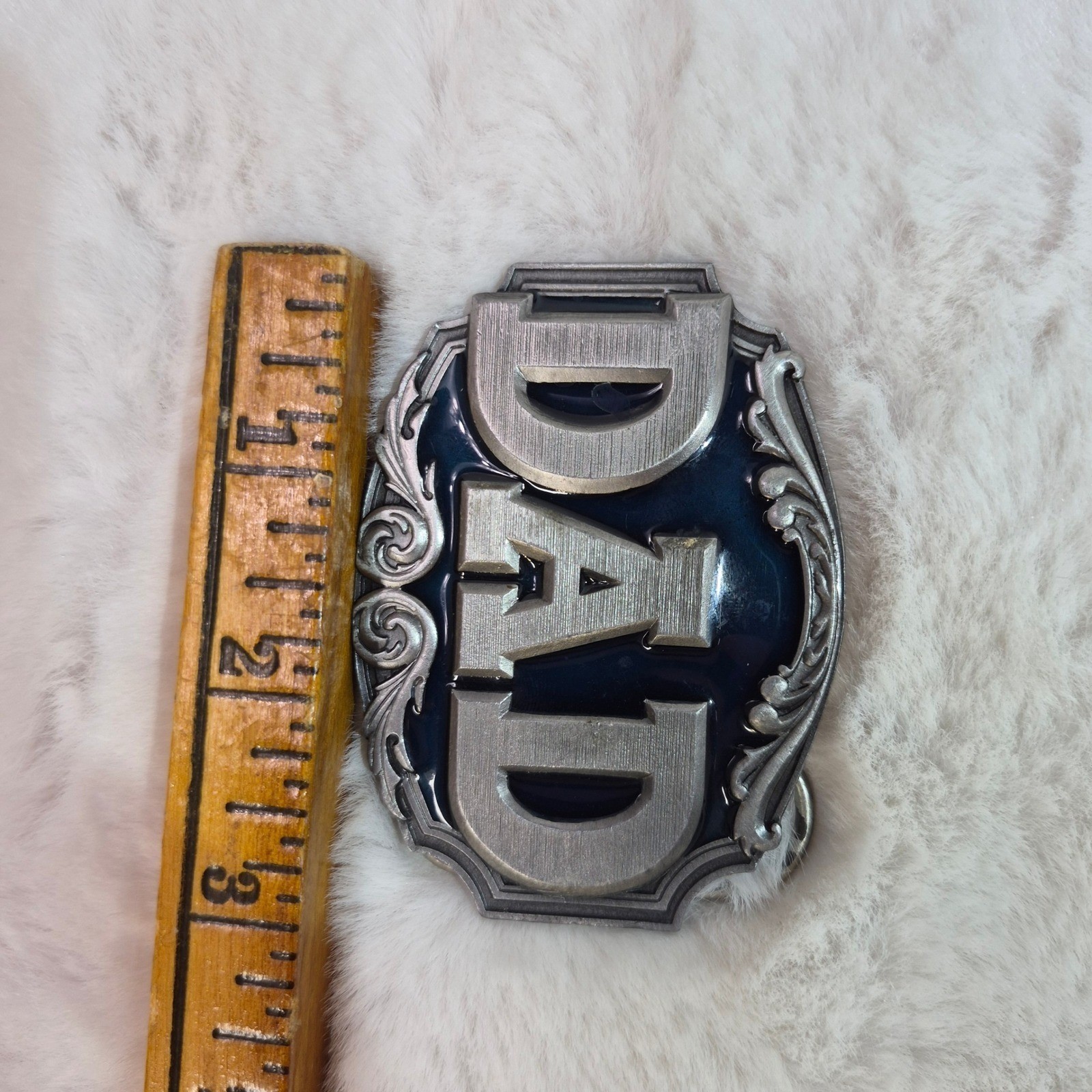 Vintage 1987 Siskiyou Buckle Co DAD Pewter Belt Buckle Blue Enamel USA Made M-50