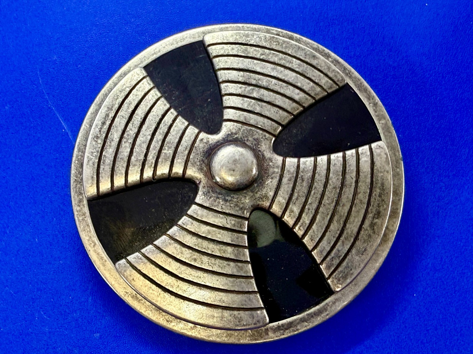 Round Hippy Punk Vibe Silver & Black Color Reel Of Tape Belt Buckle