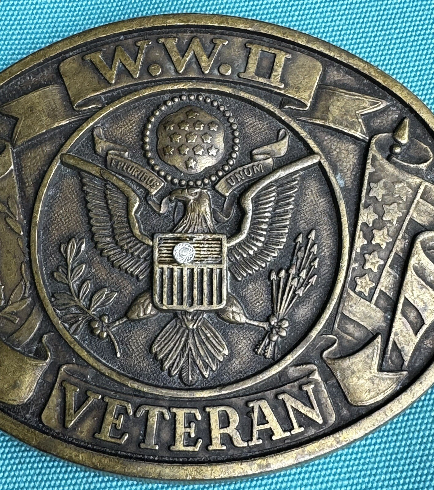 WW2 Veteran Oval Shaped Belt Buckle United States of America WWII