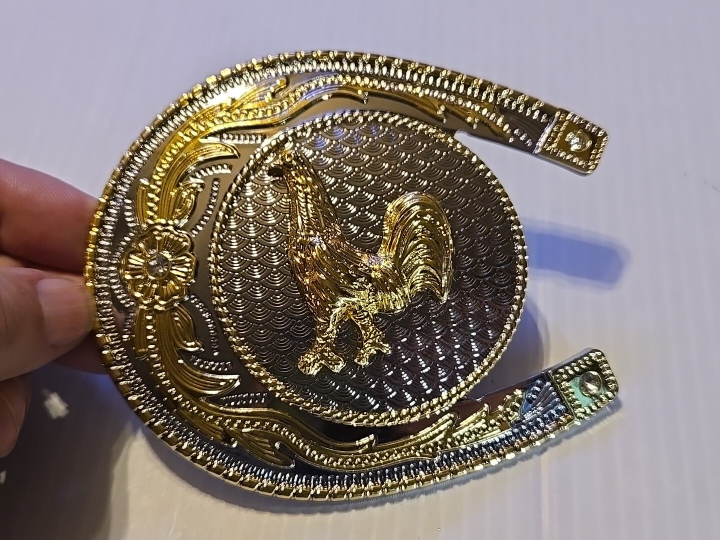 GOLD & SILVER (IN COLOR ONLY) LARGE RODEO WESTERN ROOSTER 🐓 Metal Belt Buckle