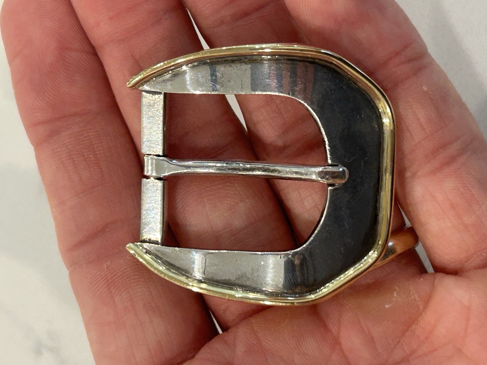 PAT AREIAS 925 Sterling & 18k Yellow Gold Modernist 3 Pc Belt Buckle Set