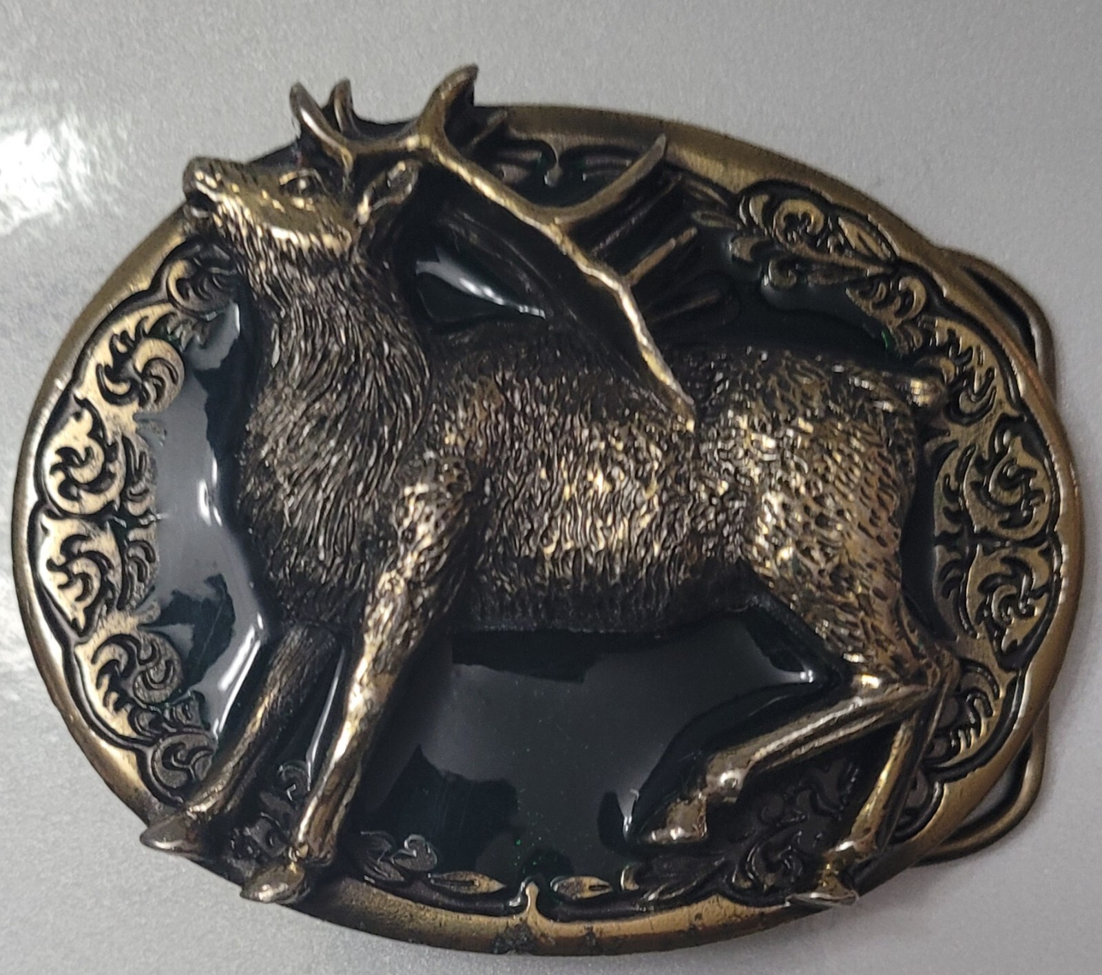 AMERICAN WILD LIFE STAG-DEER BELT BUCKLE. Copyright 1981.Serial number 510. USA