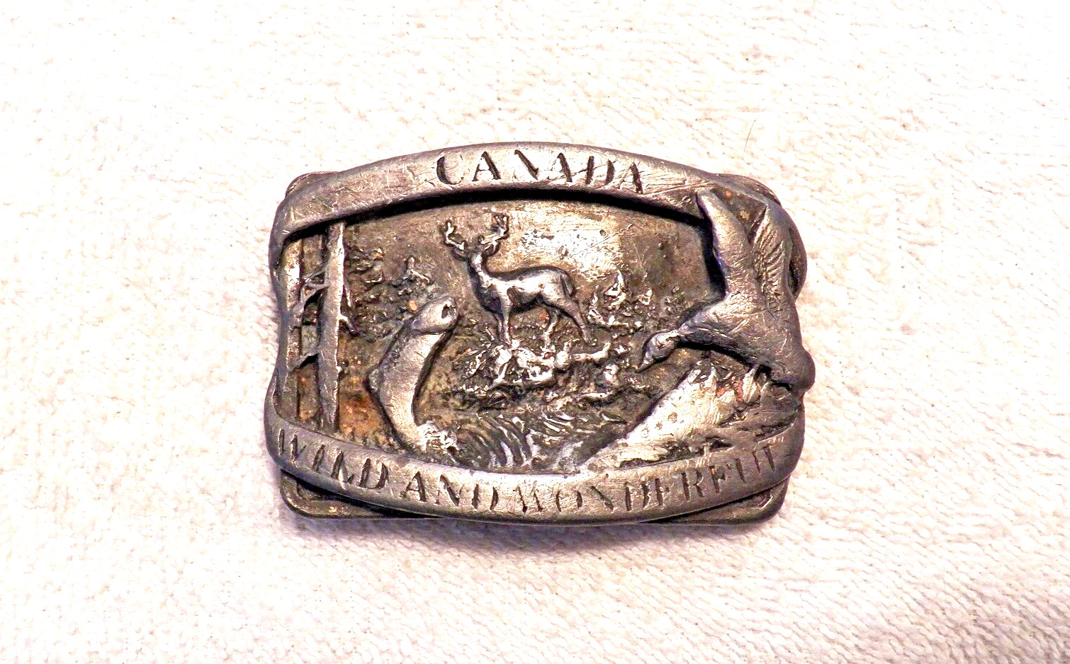 VINTAGE BELT BUCKLE CANADA NORTH AMERICAN COUNTRY WILD & WONDERFUL SISKIYOU BB10