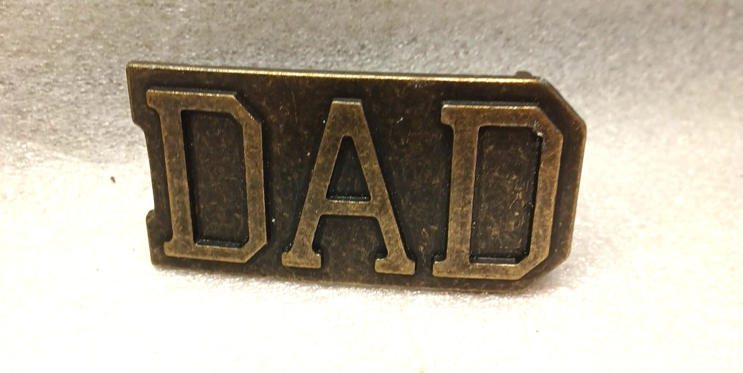 Vintage DAD 3D Belt Buckle Husband Grandpa Hubby Solid Brass Plated Christmas