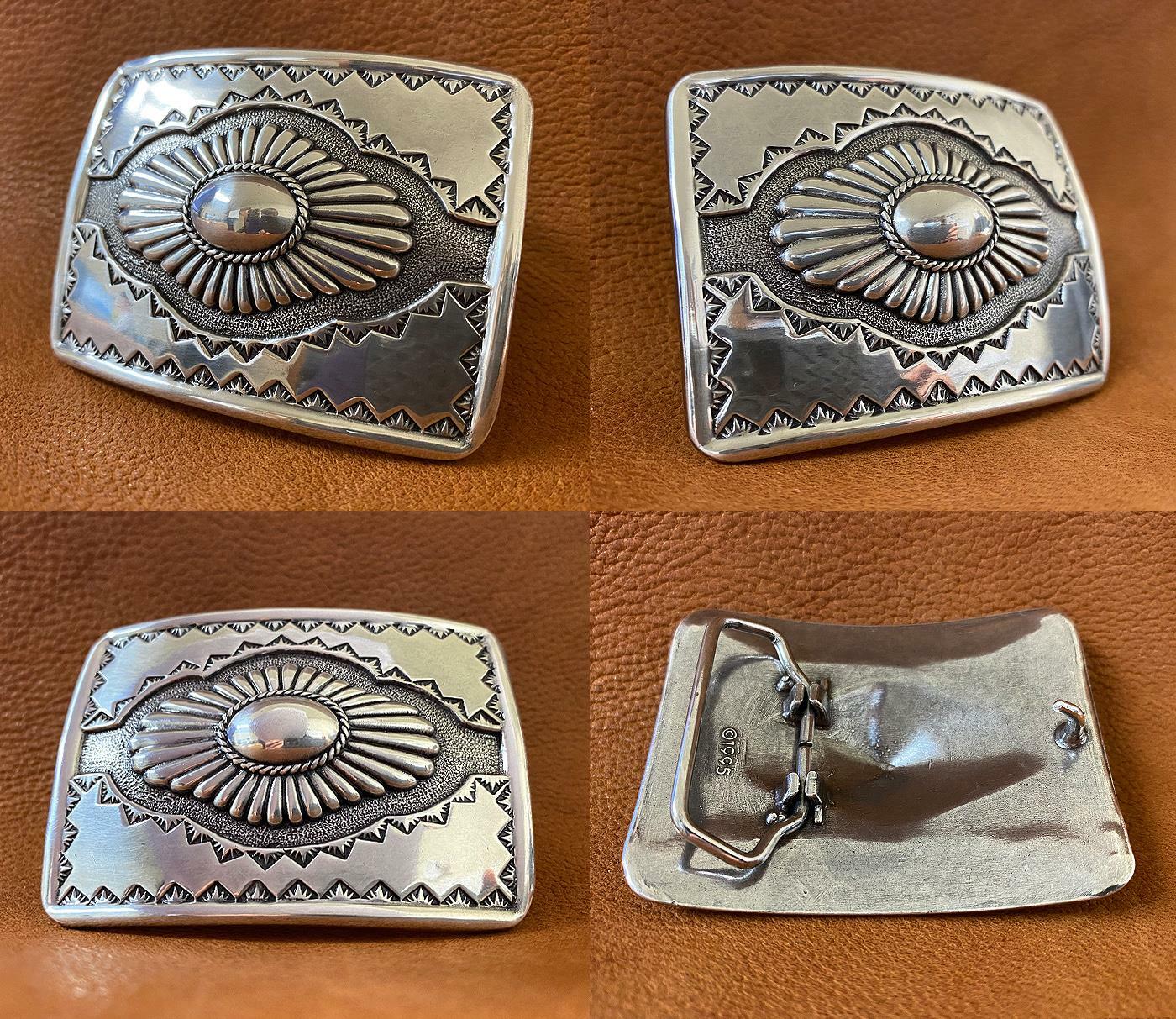 American Southwest Design Sterling Silver Plated Western Belt Buckle