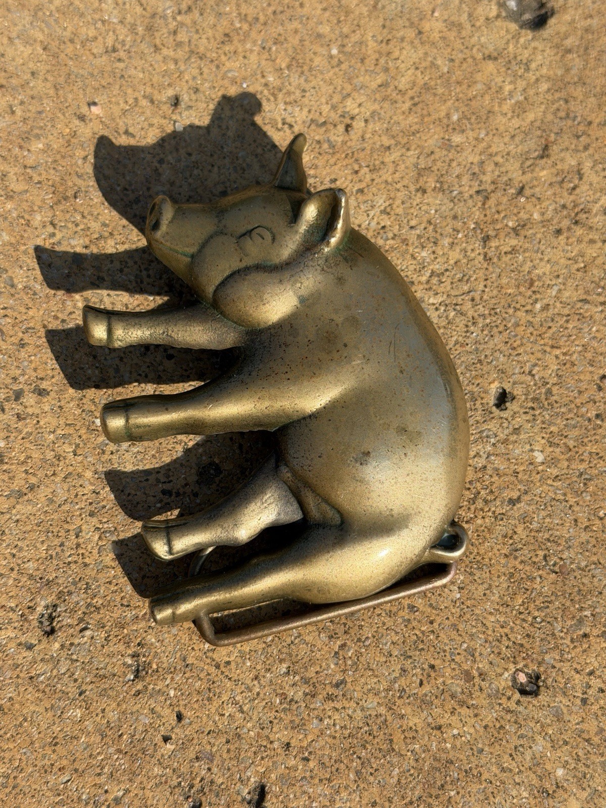 Vintage 1978 Baron Solid Brass Pig Swine Belt Buckle