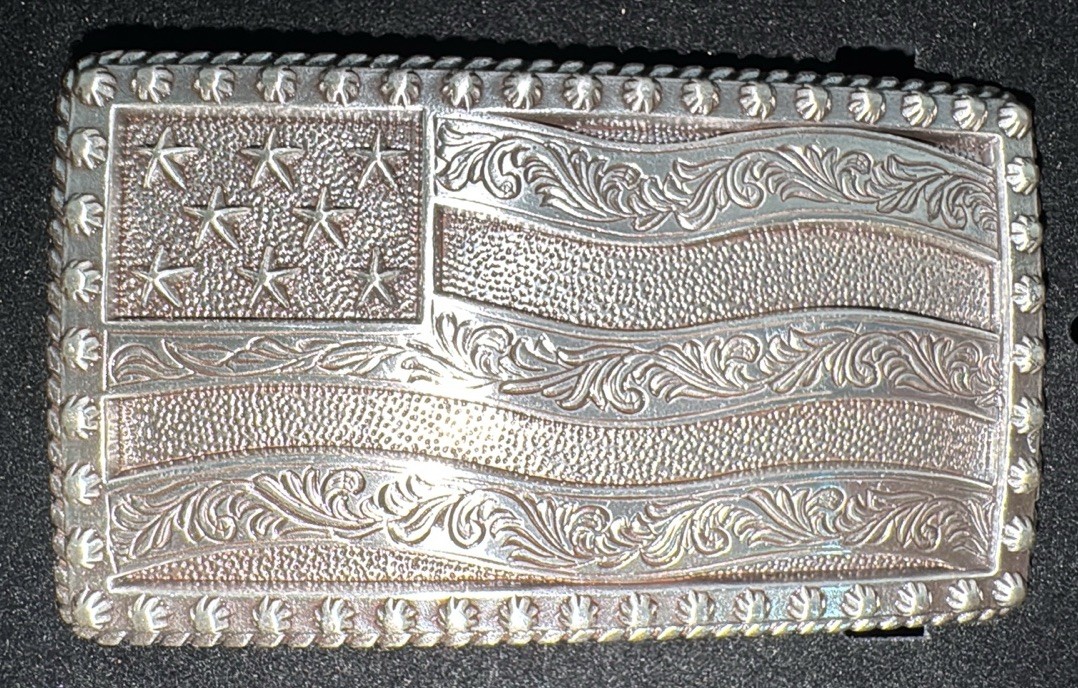 Cody James USA Flag Belt Buckle 2&Prime; x 3.5&Prime; Silver Color NEW