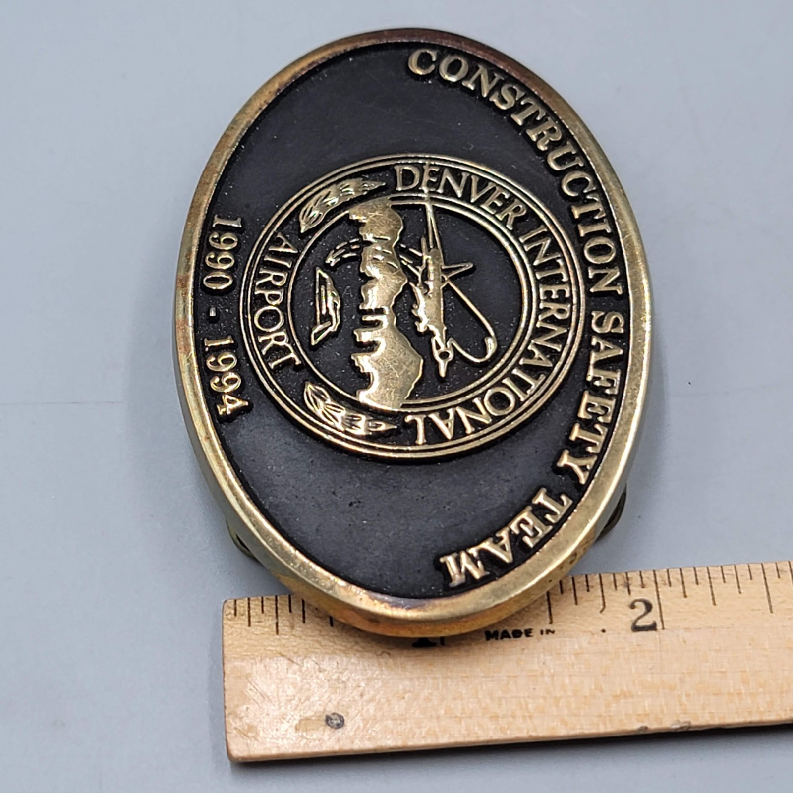 Vintage Belt Buckle Mens Denver Airport Construction 1990-1994 Conspiracy