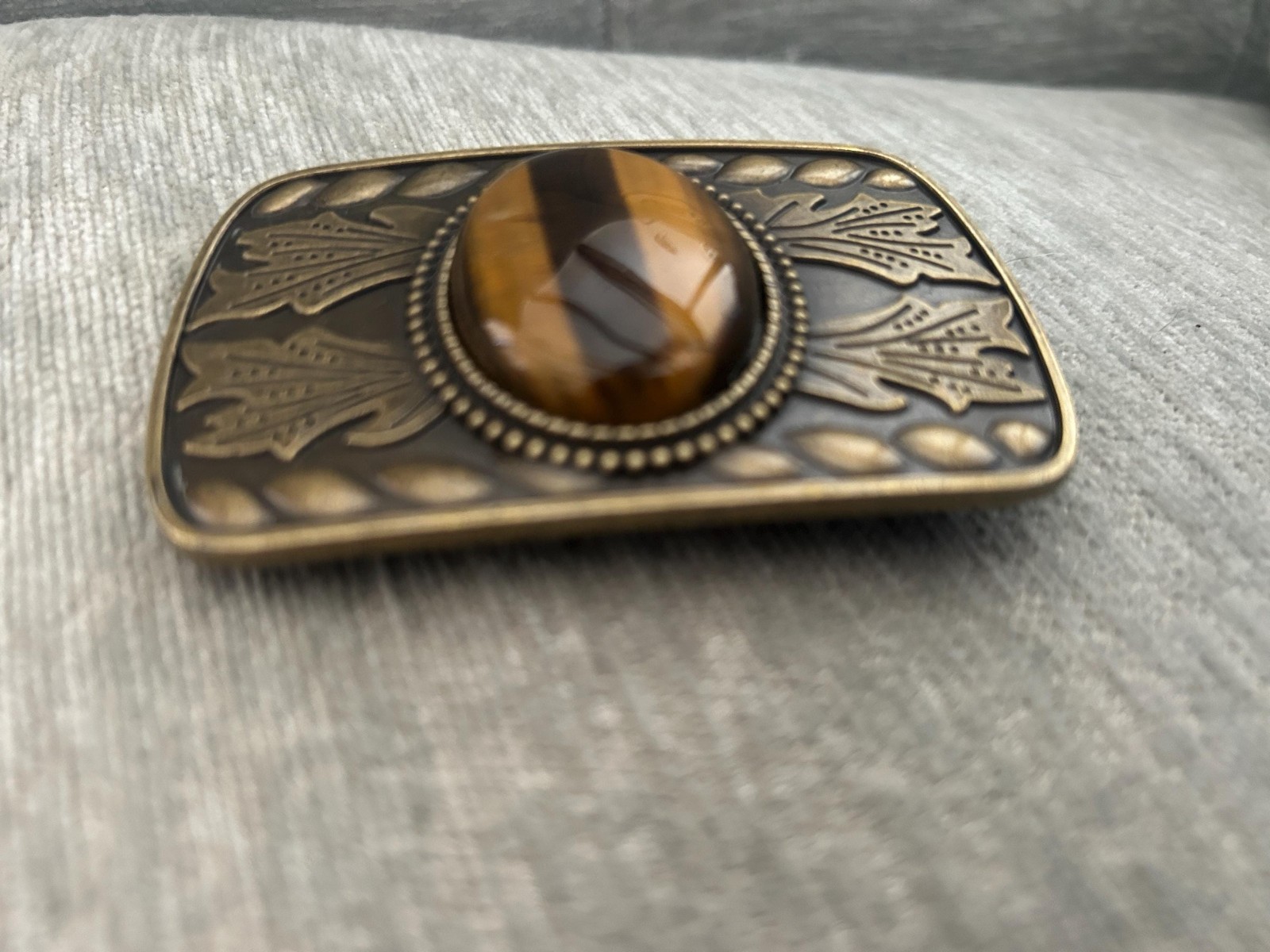 Tiger Eye Belt Buckle Antique Gold Western Cowboy Rodeo Cowgirl Statement Style