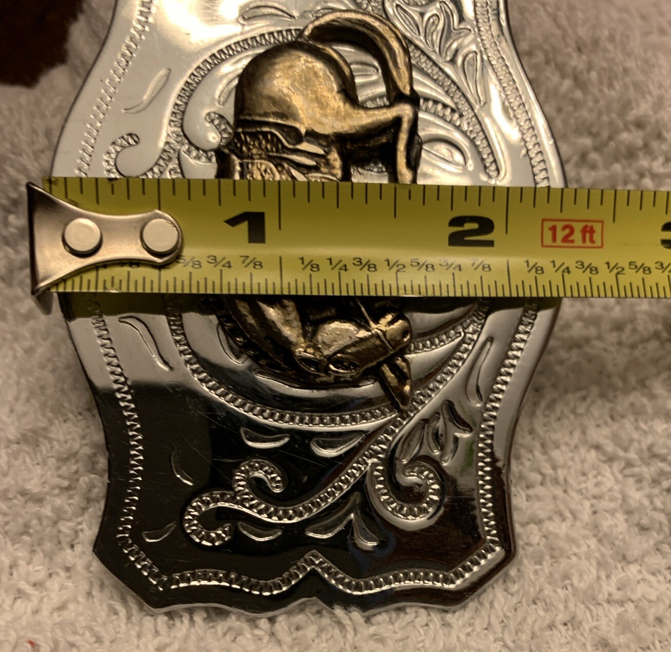 VTG Western Silver Tone Belt Buckle with Brass Tone Bucking Bronco Horse 1970’s