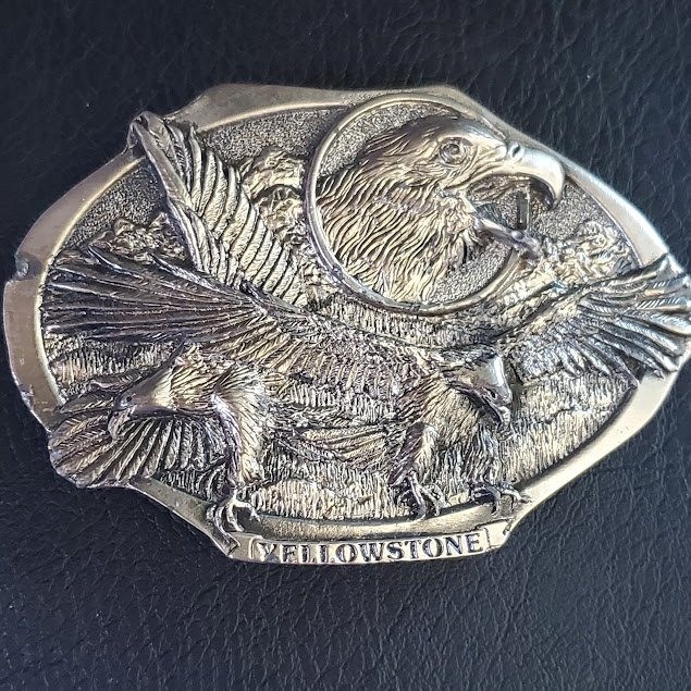 1987 Colorado Silver Star Yellowstone Eagle Belt Buckle Silver Tone USA Made