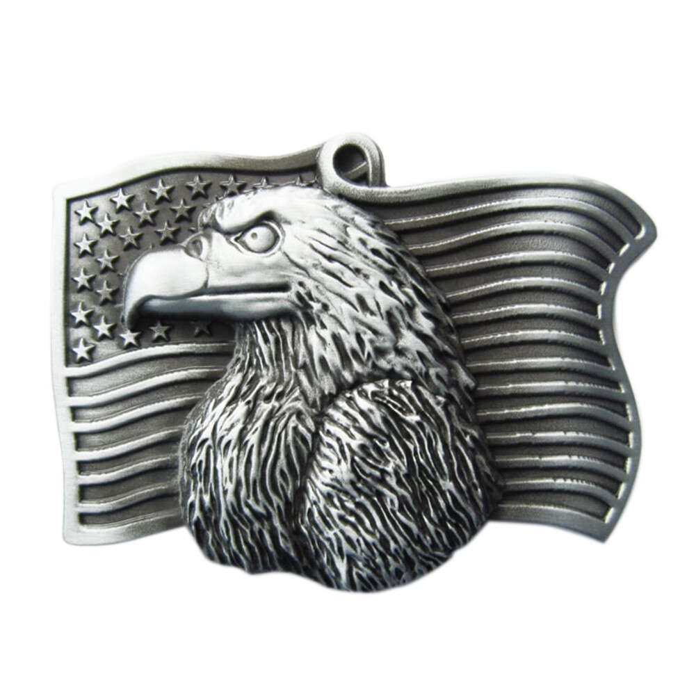 American Eagle USA Flag Western Metal Fashion Belt Buckle