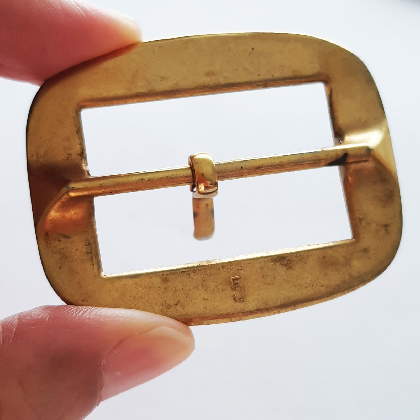Vintage Gold-Tone Belt Buckle 40mm Pin Rectangle Shape School Uniform Hardware