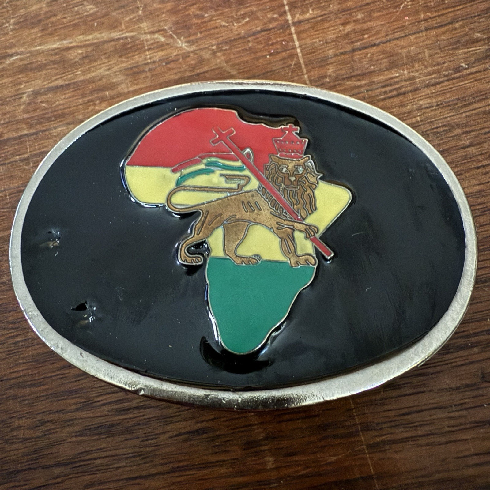 Lion of Judah Rastafarian Belt Buckle Rasta Lion Staff Ethiopian Jamaica Jewelry