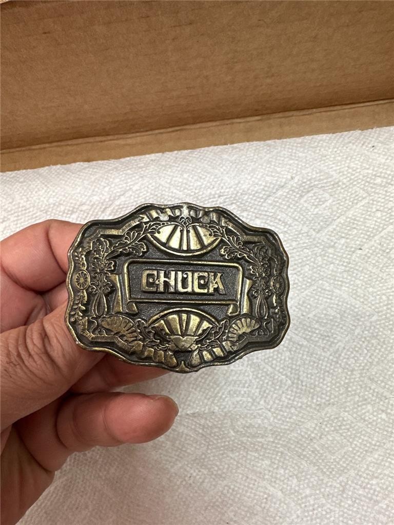 Vintage Oden Brass Name Belt Buckle « Chuck »