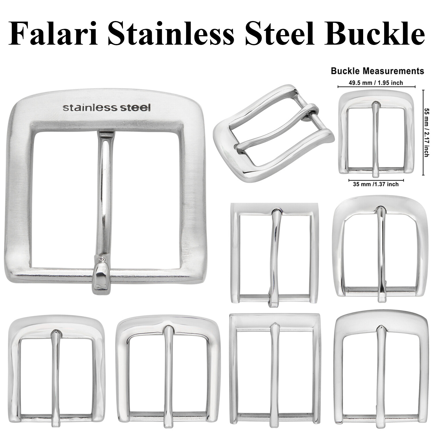 Falari Stainless Steel Replacement Belt Buckle 35mm 1 3/8&Prime; Nickel Free