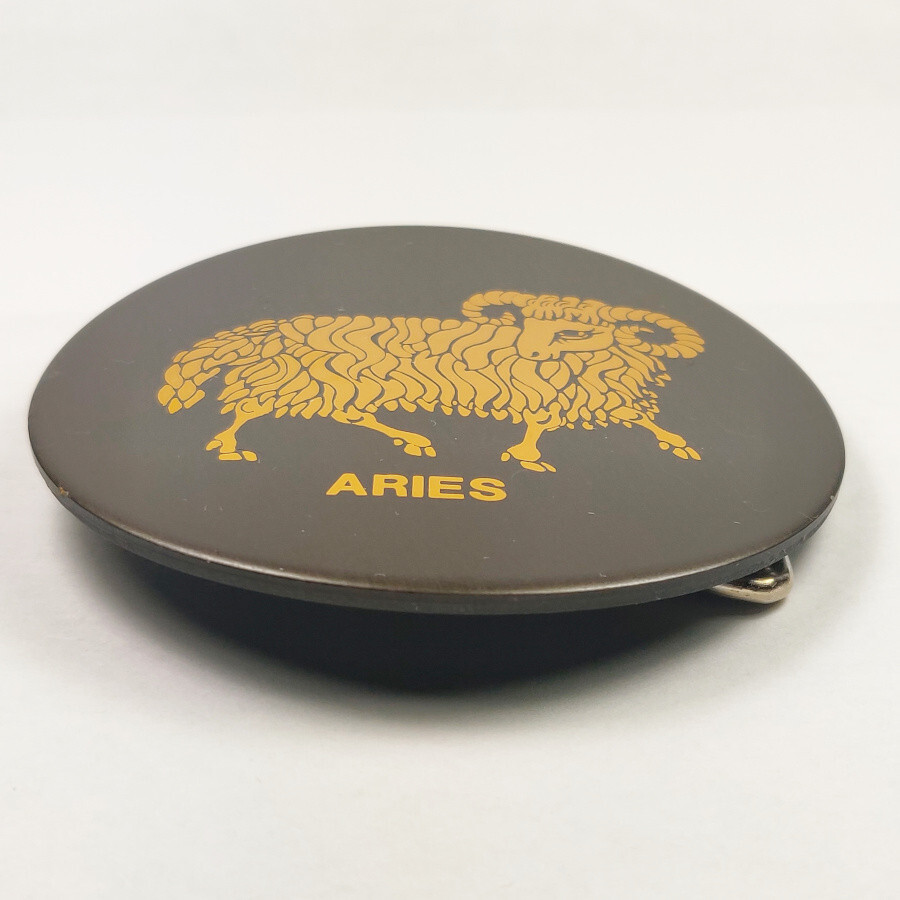 70s Horoscope Astrology Aries Ram Goat Sheep Hippie Belt Buckle