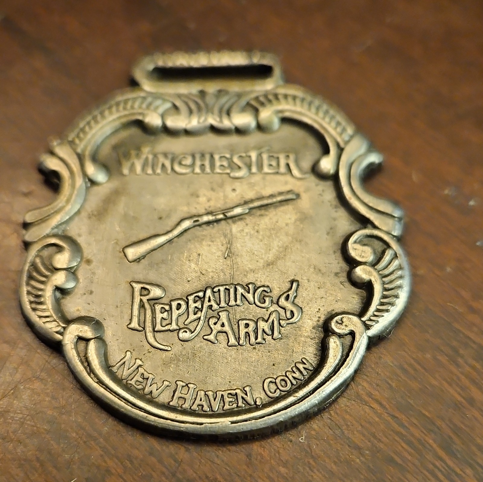 Winchester Metal Western Belt Buckle Antique Finish Silver 1.5in Rifle Logo