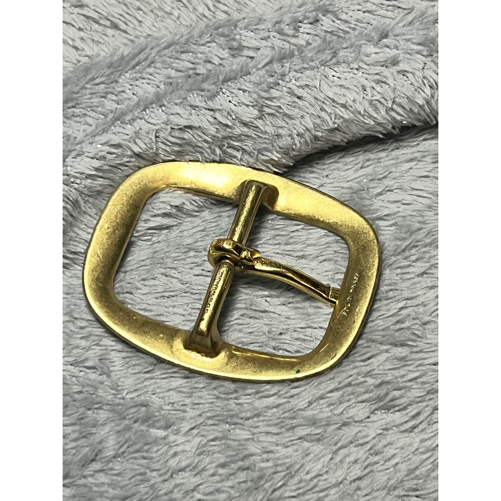 Vintage Solid Brass Belt Buckle Gold Tone Minimalist Oval 3in Taiwan Made