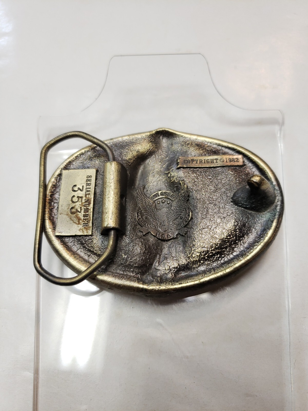 1982 Native American Indian on Horse Great American Belt Buckle Co #353 NOS