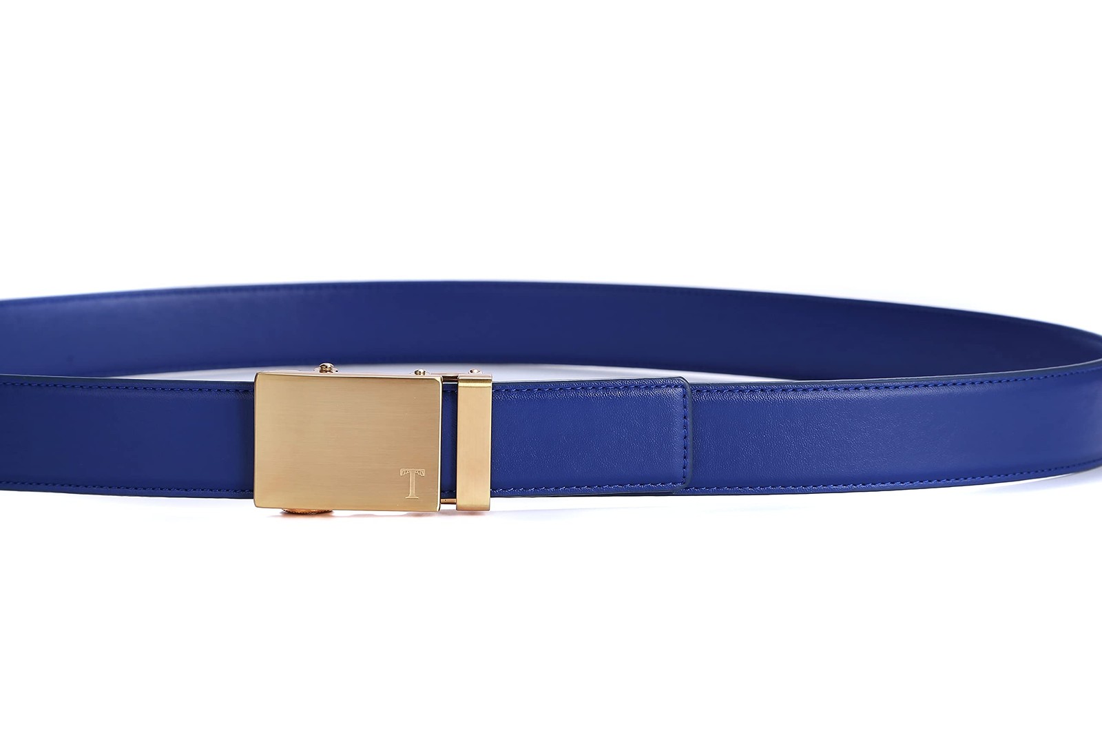 Tonywell Men&rsquo;s Leather One Size:32&Prime;-45&Prime;Waist, Blue Leather&gold Metal Buckle