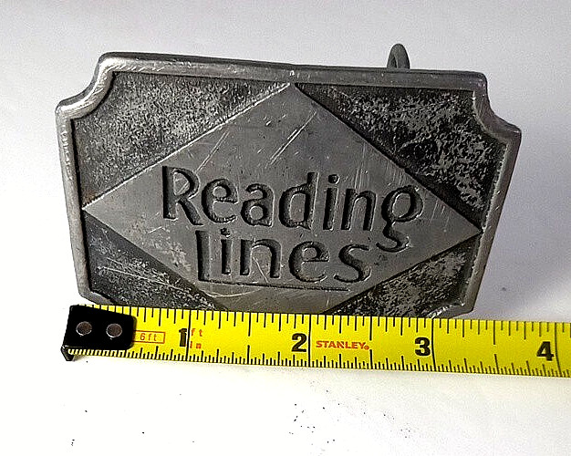 Reading Lines RR Buckle « Finest Antique Finish » Approx. 3¼ »x 2¼ » Pewter Vintage