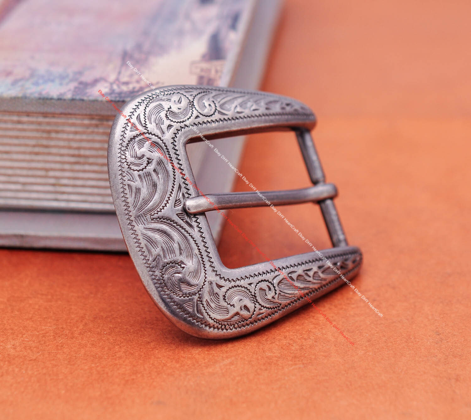 30mm Western Engraved Silver Equestrian Tack Bridle/Halter Belt Buckle 3pc Set