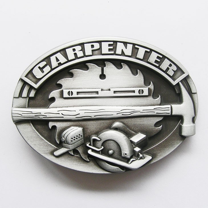 NEW 3-D CARPENTER HAMMER SAW TOOLS HARD HAT BELT BUCKLE