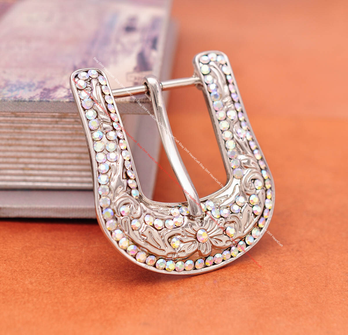 30mm Shinny Western Cowboy Colorful Rhinestone Crystal DIY 3PCS Set Belt Buckle