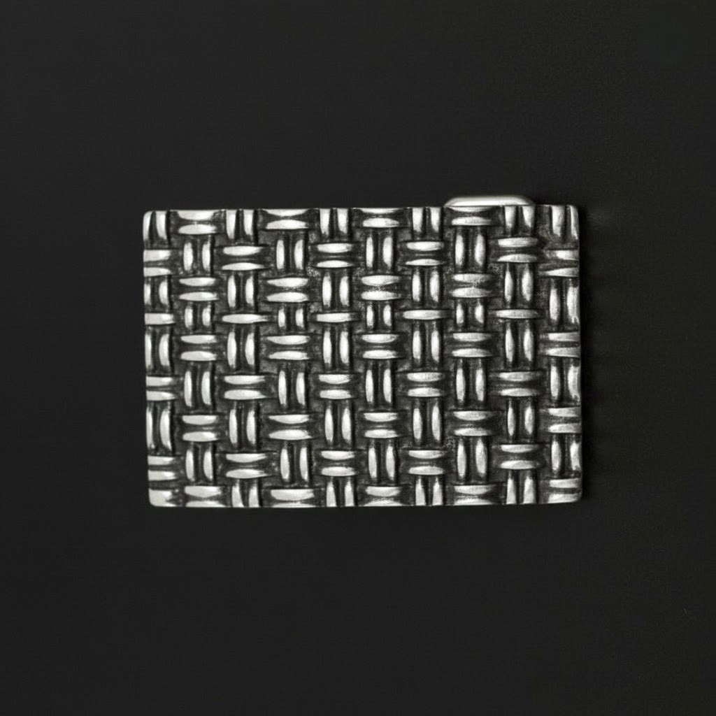 Textured Belt Buckle in Antique Silver with Raised Braid Pattern