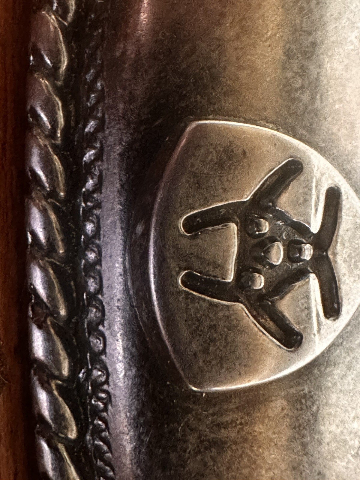 Vintage Ariat Western rope style Belt Buckle Silver Toned Rope Edge 2006