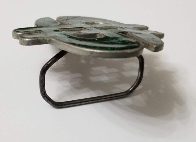 2002 Belt Buckle « $ »Sign Pewter Enameled Green by Great American Products 4617
