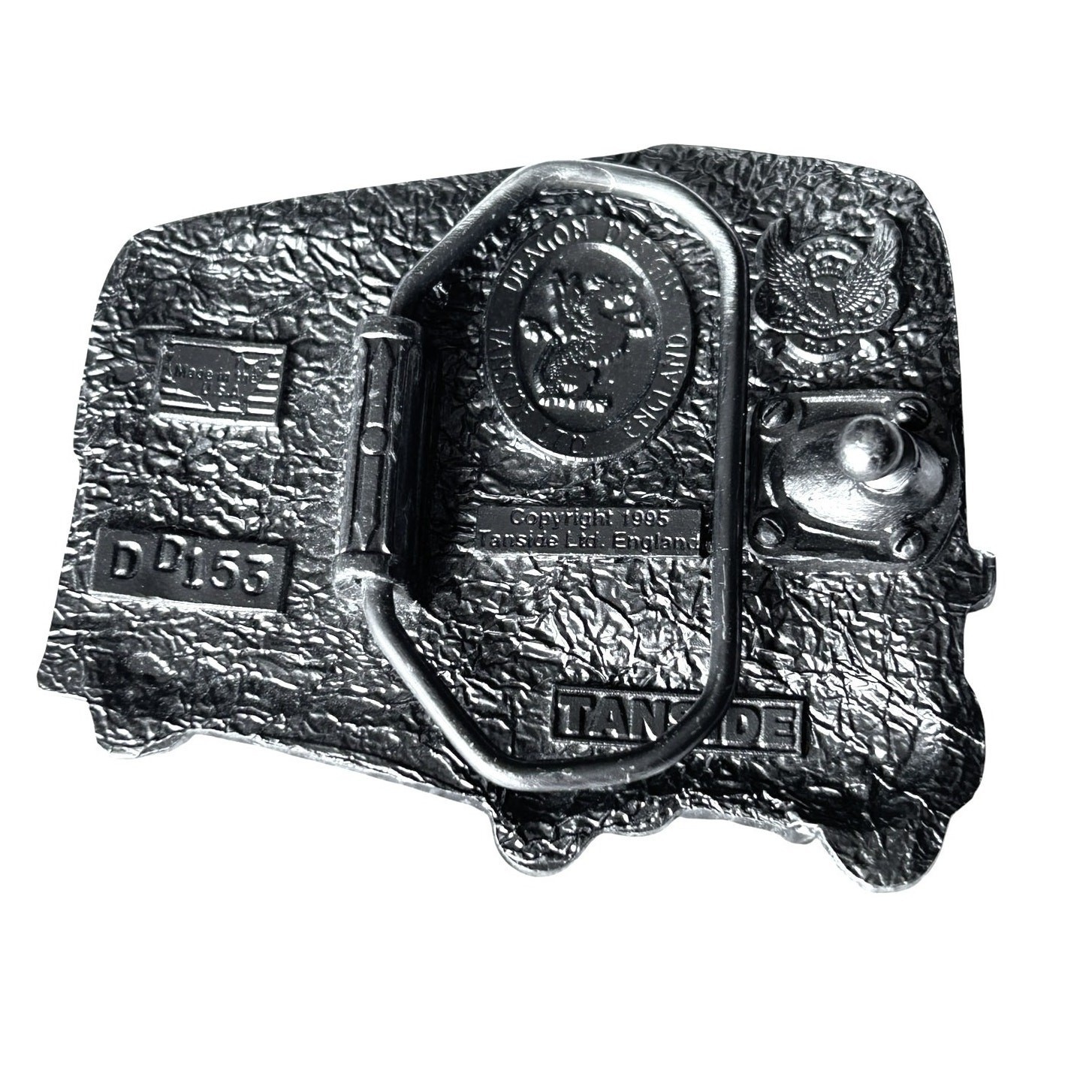 Tanside London Bus Belt Buckle Pewter 1990s Vintage Double Decker England USA