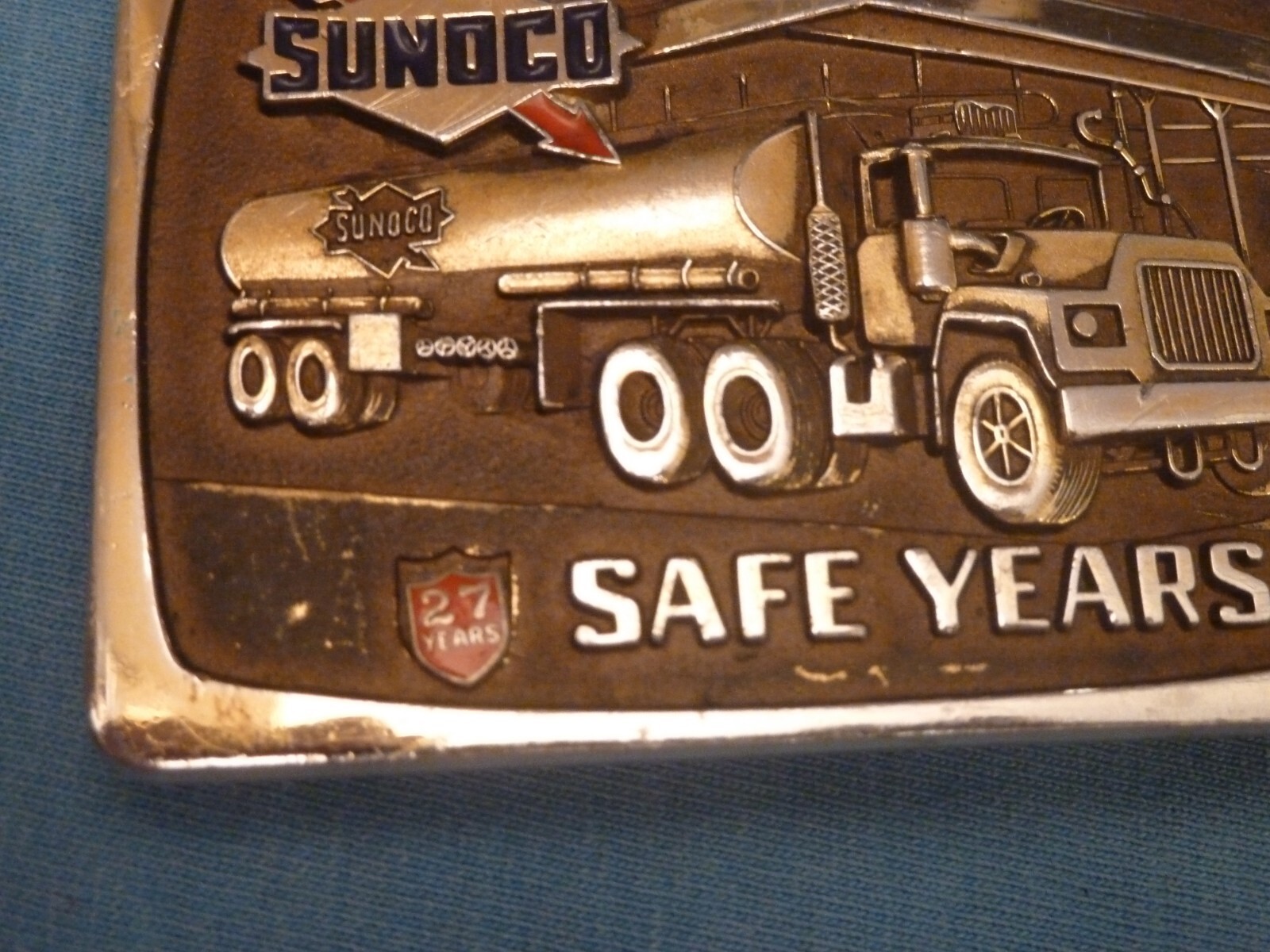 SUNOCO 27 YEARS SAFETY AWARD BELT BUCKLE SAFE DRIVER MACK TRUCK