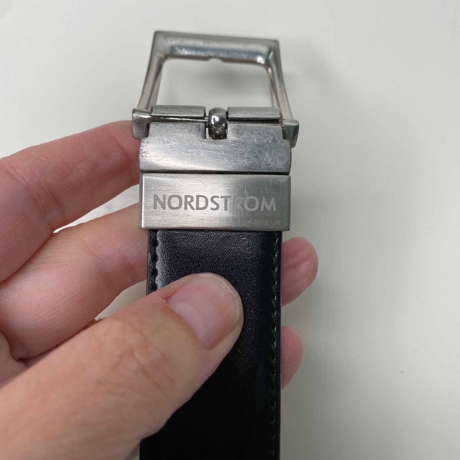 Nordstrom Reversible Leather Belt Silver Buckle Classic Size 32