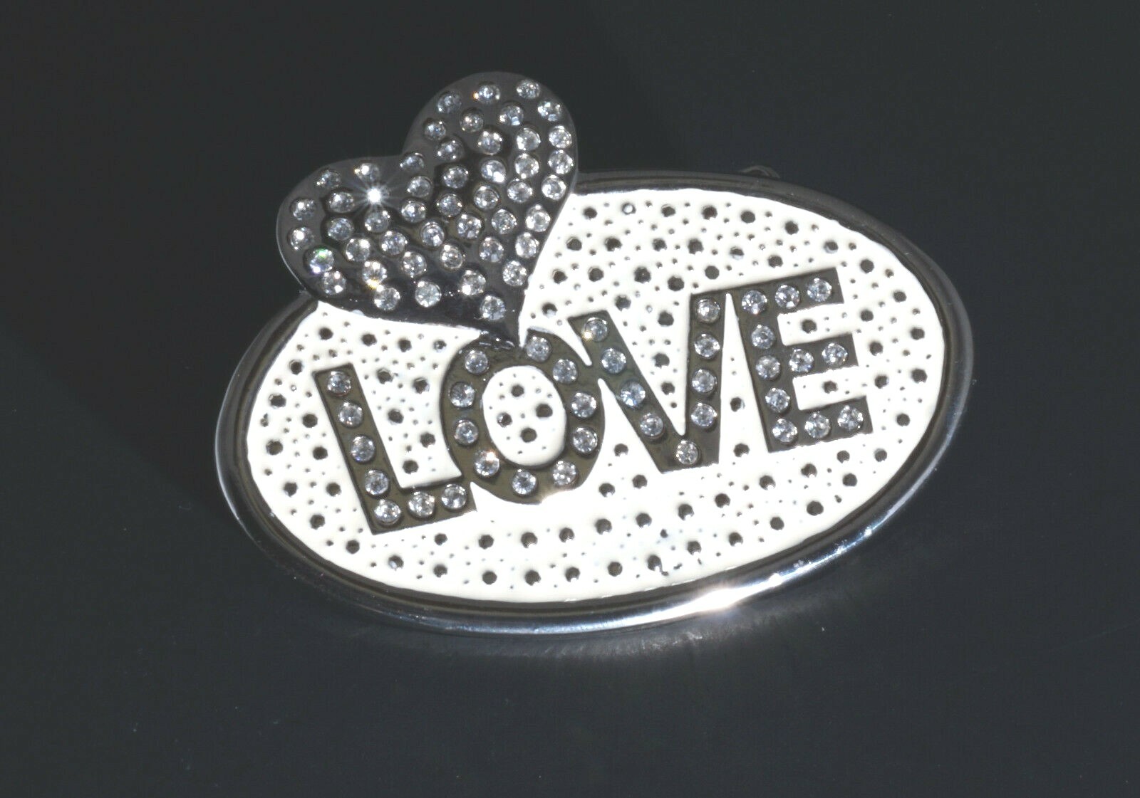 New 1 1/2&Prime; (38mm) Rhinestone Plate Buckle(#T39) Nickel Color USA
