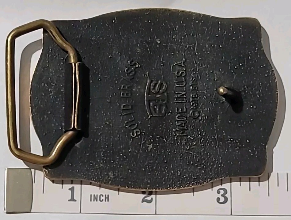 Vintage Belt Buckle Solid Brass Steam Engine Train 1978 BTS Used Made In The USA