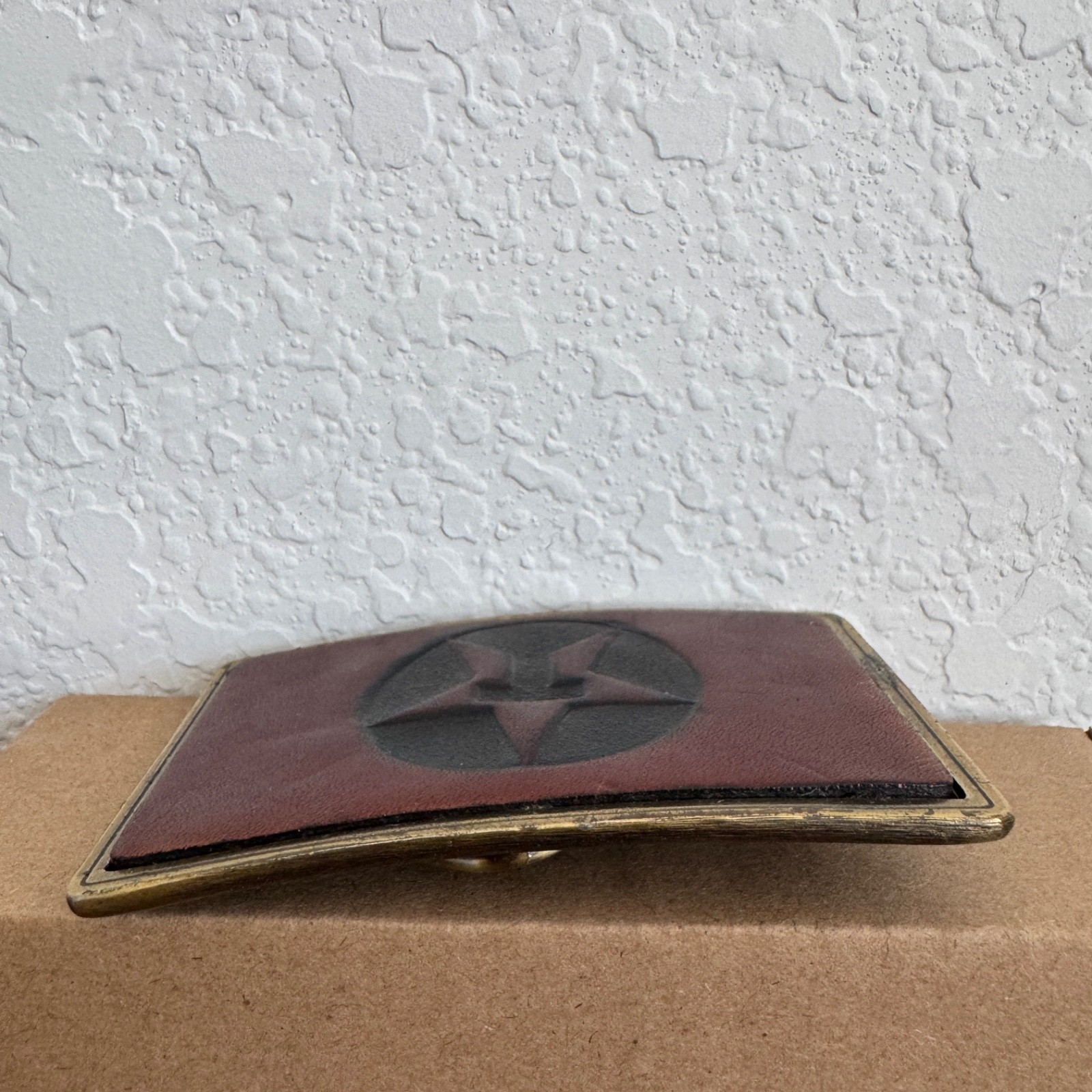 Vintage Texaco Star Logo Leather Belt Buckle Red And Black