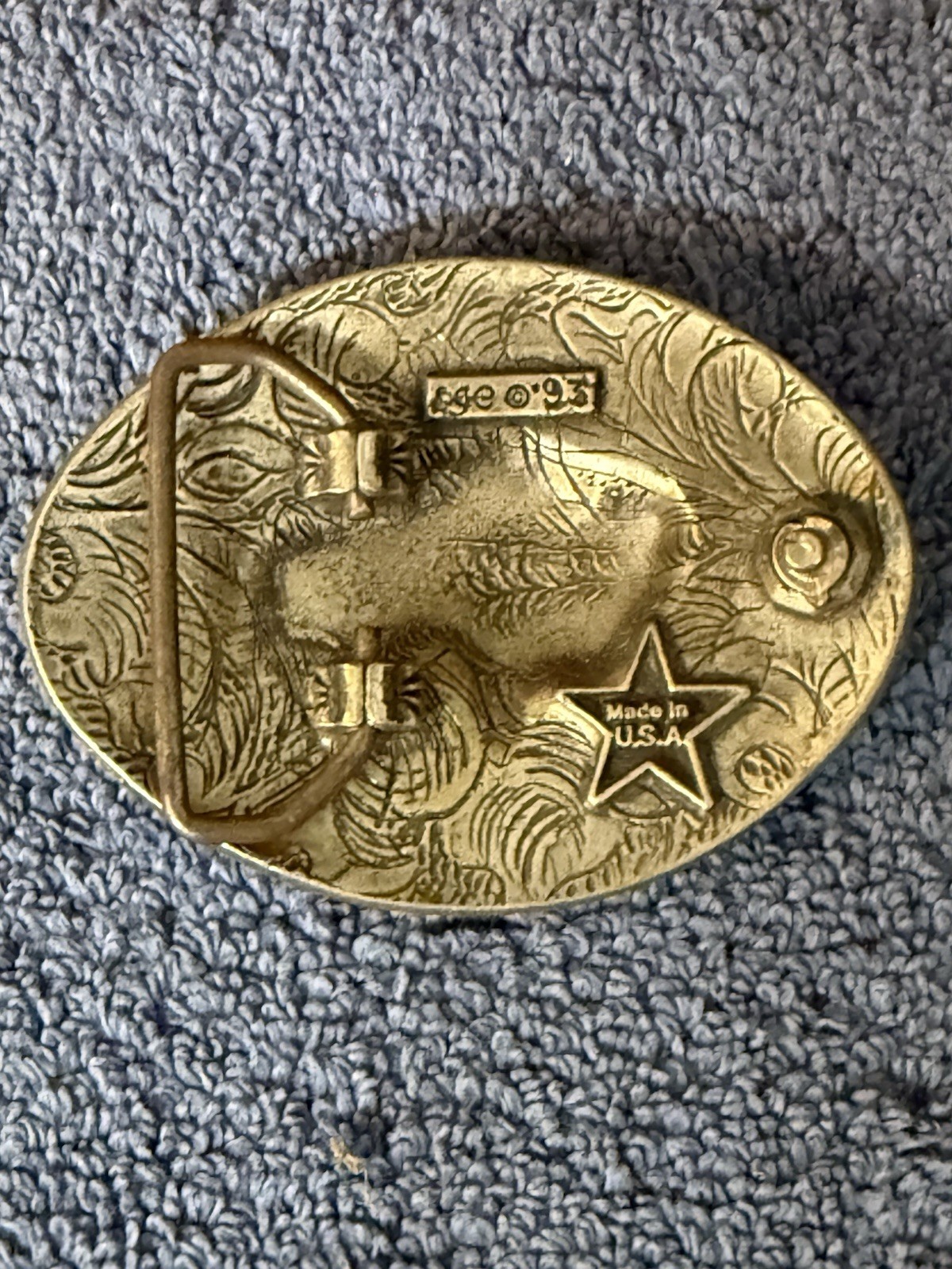 Vintage EGE American Bison Pewter Belt Buckle Buffalo 1993 Made In USA