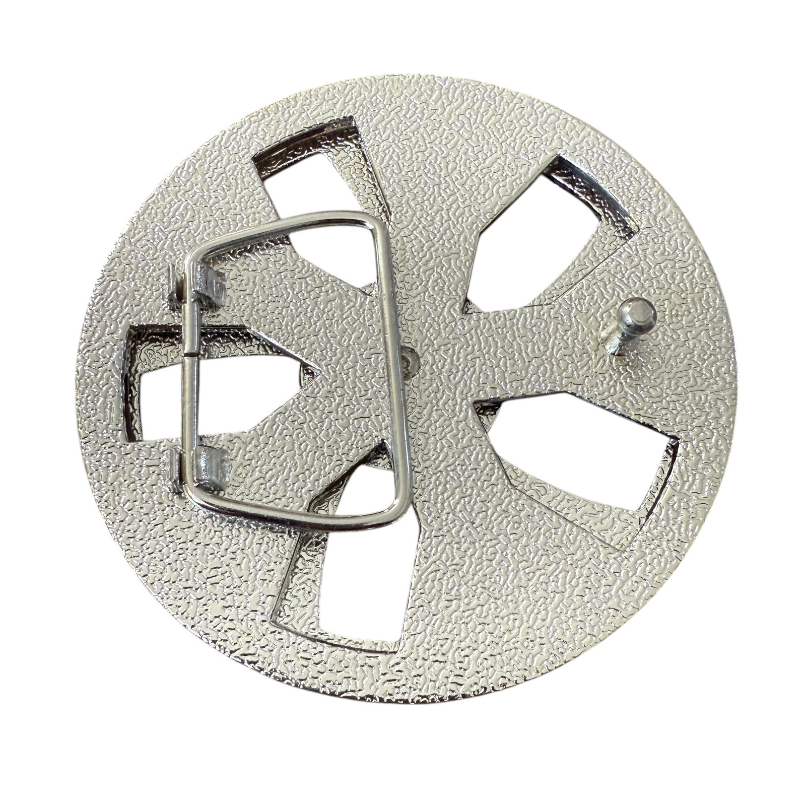Vintage Chrome Silver Round Spinner Belt Buckle Y2K Basketball Hip Hop Rap