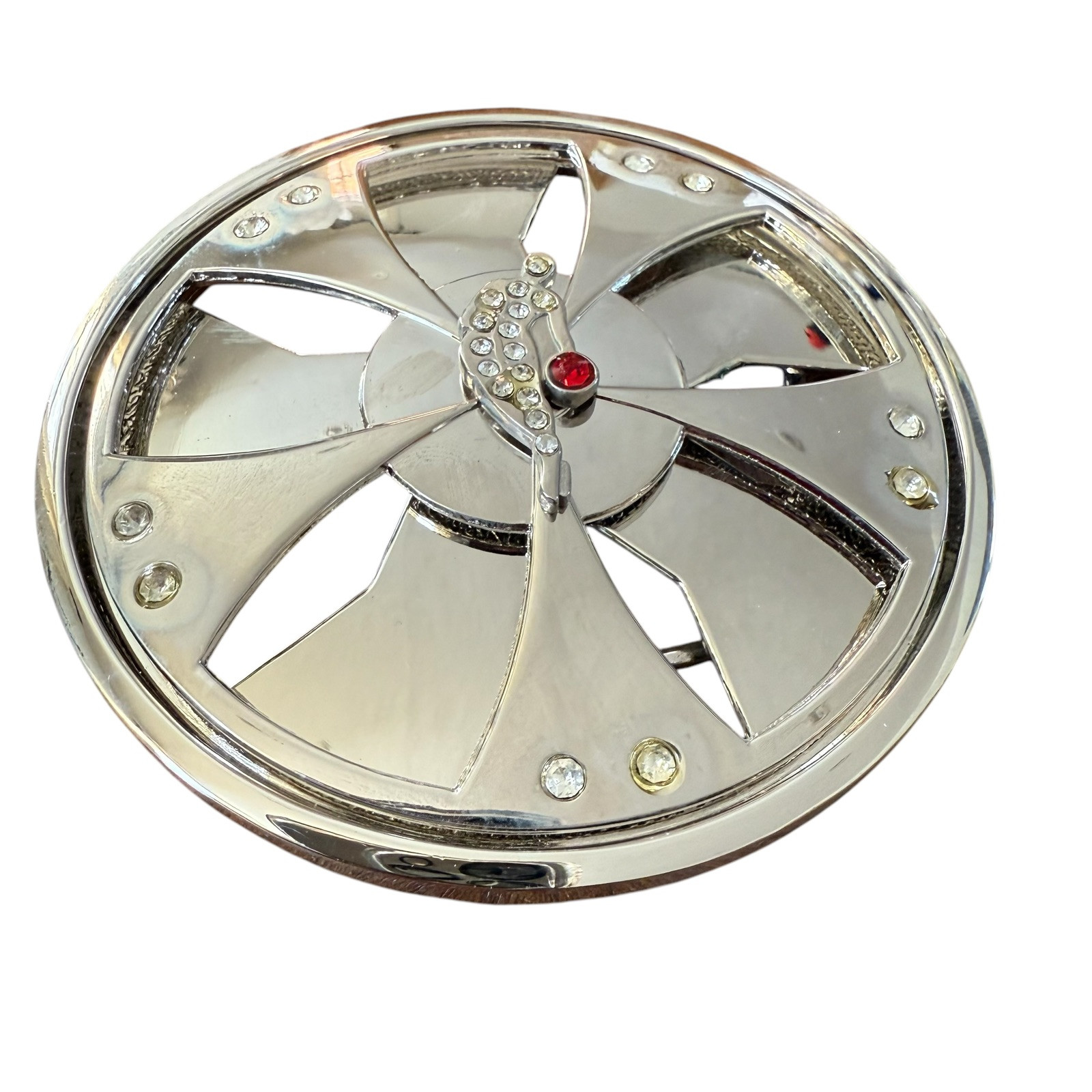 Vintage Chrome Silver Round Spinner Belt Buckle Y2K Basketball Hip Hop Rap