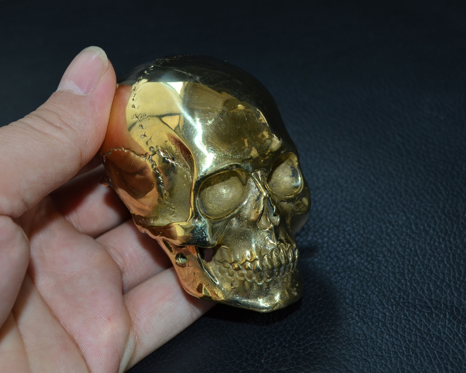 Handmade Pure Copper Brass Lost wax Casting Skull Hand polished Belt Buckle DIY