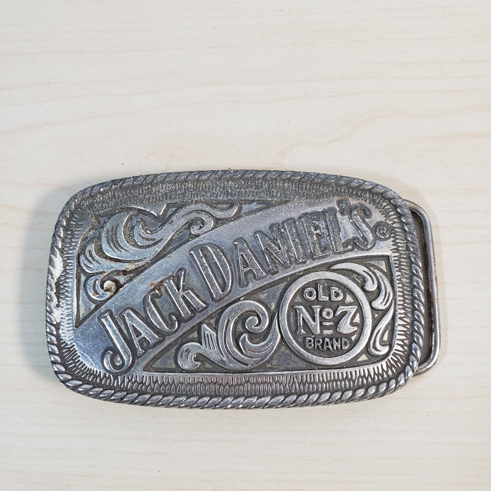Jack Daniels Belt Buckle Silver Tone Old No.7 Whiskey Western Cowboy Metal 5007