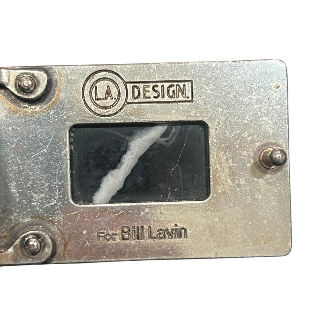 🖤 Leather Island by Bill Lavin Belt w/ Decorative Marble-Style Buckle